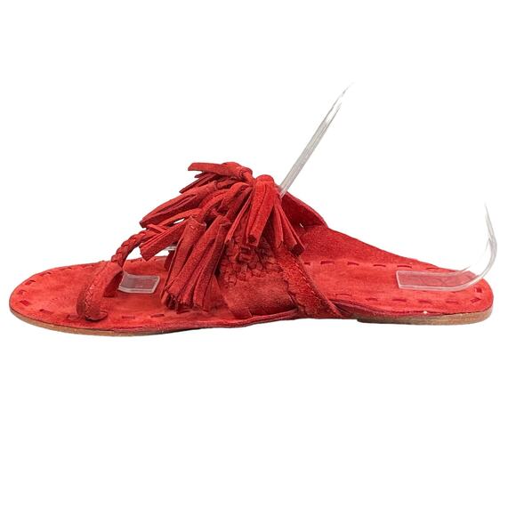 Figue Women’s Scaramouche Red Suede Tassel Sandals Size 8 - Picture 2 of 10